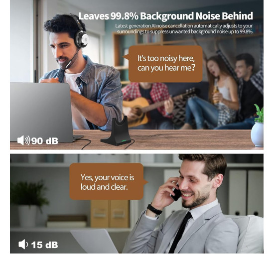 Беспроводная гарнитура Wantek BT-88 с микрофоном для ПК с шумоподавлением, черный (my-20002)