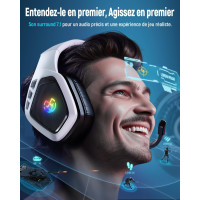 Беспроводная игровая гарнитура Tatybo WT5 для ПК, PS5, PS4, USB 2,4 ГГц и Type-C с микрофоном, белый (my-20007)