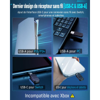 Бездротова ігрова гарнітура Tatybo WT5 для ПК, PS5, PS4, USB 2,4 ГГц та Type-C з мікрофоном, білий (my-20007)