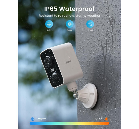 Бездротова вулична камера відеоспостереження ieGeek ZS-GX3S, 2K, 3 МП, живлення від акумулятора, Wi-Fi, білий (my-20054)