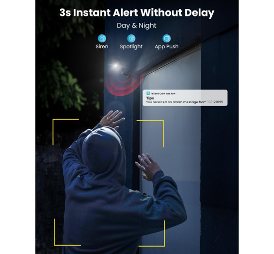 Бездротова вулична камера відеоспостереження ieGeek ZS-GX3S, 2K, 3 МП, живлення від акумулятора, Wi-Fi, білий (my-20054)