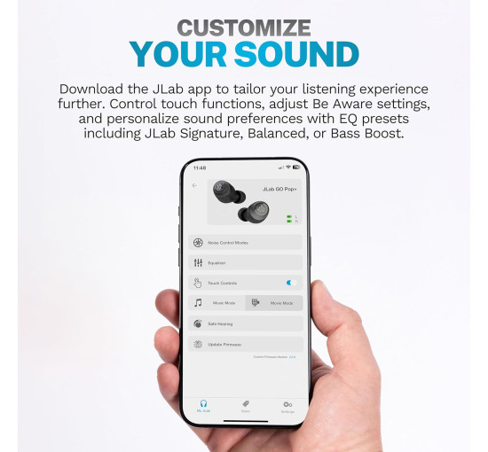 Бездротові навушники JLab Go Air Pop+ True Wireless, внутрішньоканальні, чорний (my-20141)