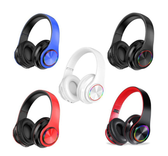 Беспроводные наушники с микрофоном и подсветкой B39, черный (my-20164)