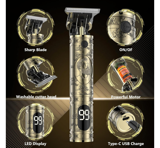 Беспроводные профессиональные триммеры для бороды с ЖК-дисплеем, аккумулятор 2500 мА·ч, 10 Вт (my-20018)