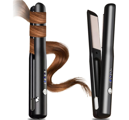 Бездротові випрямлячі для волосся AVCXEC WULIY-578, 2 в 1: випрямляч для волосся та щипці для завивки, чорний (20001)