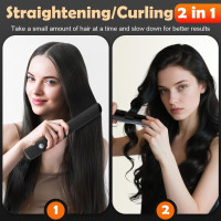 Бездротові випрямлячі для волосся AVCXEC WULIY-578, 2 в 1: випрямляч для волосся та щипці для завивки, чорний (20001)