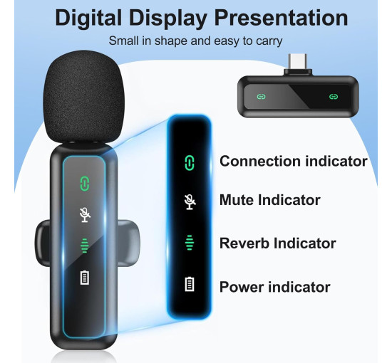 Бездротовий петличний мікрофон Mini Mic Pro H63 для iPhone та Android, чорний (my-20167)