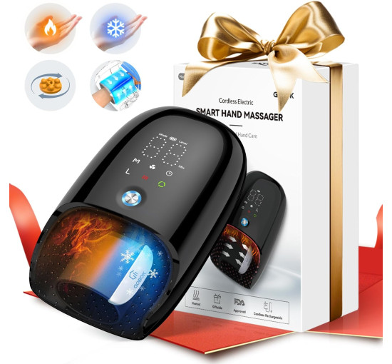 Бездротовий ручний масажер GOBOK FE-0161 з підігрівом/охолодженням, 6D розминанням та стисненням, чорний (my-20028)