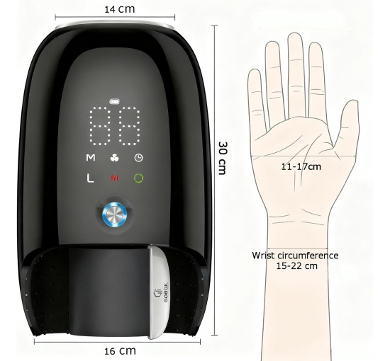 Бездротовий ручний масажер GOBOK FE-0161 з підігрівом/охолодженням, 6D розминанням та стисненням, чорний (my-20028)