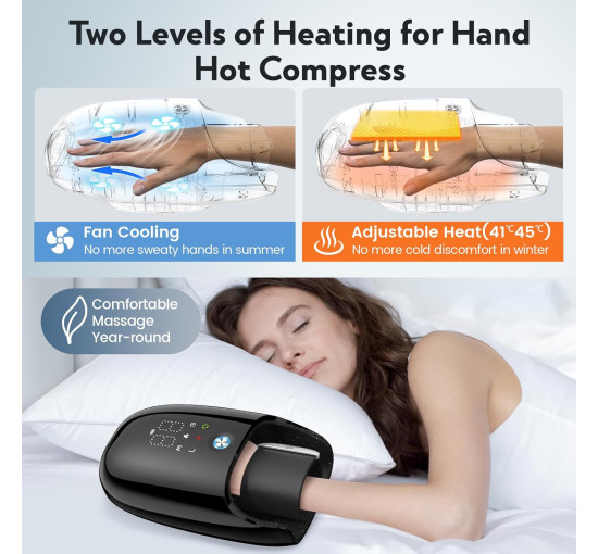 Бездротовий ручний масажер GOBOK FE-0161 з підігрівом/охолодженням, 6D розминанням та стисненням, чорний (my-20028)