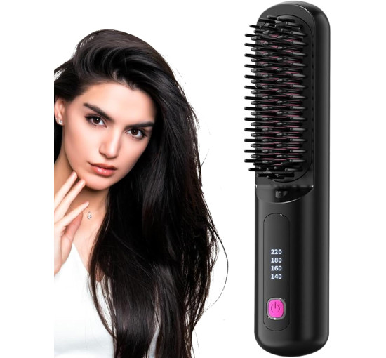 Бездротовий випрямляч для волосся Generic QH-20, 4 температурні режими, USB-акумулятор, чорний (my-20047)