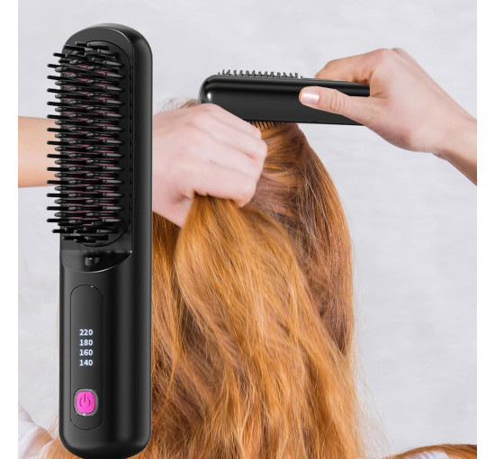 Бездротовий випрямляч для волосся Generic QH-20, 4 температурні режими, USB-акумулятор, чорний (my-20047)