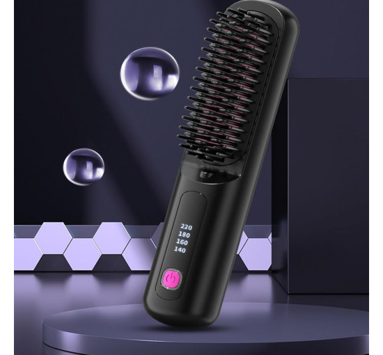 Бездротовий випрямляч для волосся Generic QH-20, 4 температурні режими, USB-акумулятор, чорний (my-20047)