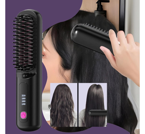 Бездротовий випрямляч для волосся Generic QH-20, 4 температурні режими, USB-акумулятор, чорний (my-20047)