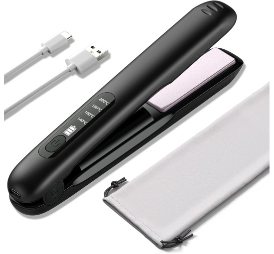 Беспроводной выпрямитель для волос HOMELYLIFE 3003 и щипцы для завивки волос, черный (my-20114)