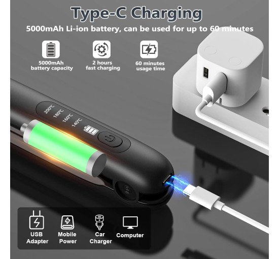 Беспроводной выпрямитель для волос HOMELYLIFE 3003 и щипцы для завивки волос, черный (my-20114)