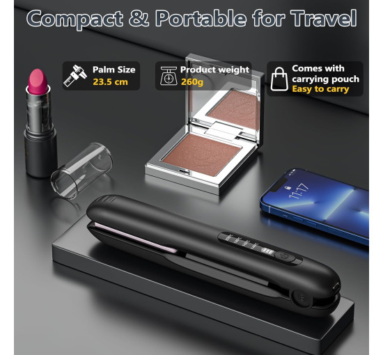 Беспроводной выпрямитель для волос HOMELYLIFE 3003 и щипцы для завивки волос, черный (my-20114)