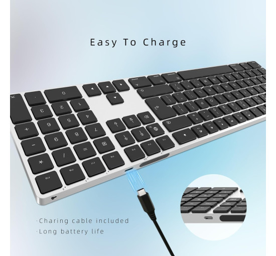 Bluetooth-клавіатура B.FRIENDIT KB-K2-GARY, сріблясто-білий (my-20080)