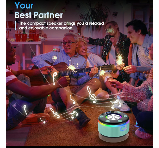 Bluetooth-колонка Dotn Q90B зі стереозвуком, водонепроникна IPX7, з присоскою, вбудованим мікрофоном (my-20019)