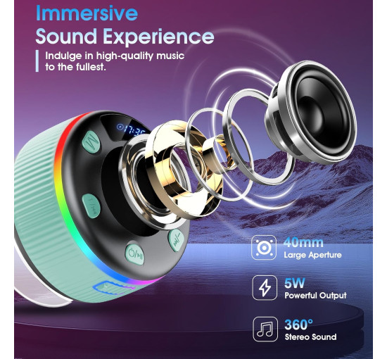 Bluetooth-колонка Dotn Q90B зі стереозвуком, водонепроникна IPX7, з присоскою, вбудованим мікрофоном (my-20019)