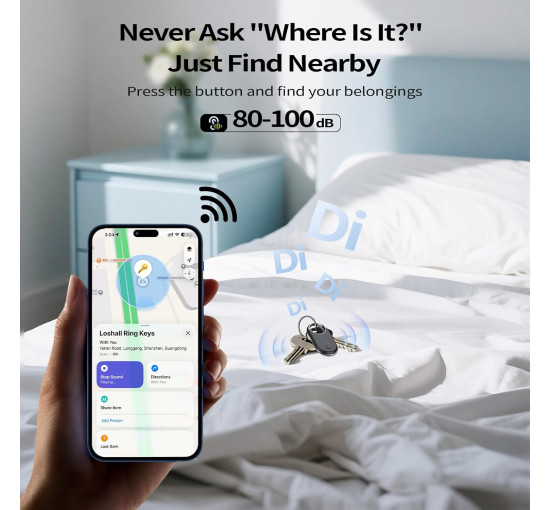 Bluetooth-трекер Hendari та шукач ключів 4шт, сумісний з Apple Find My, чорний (my-20151)