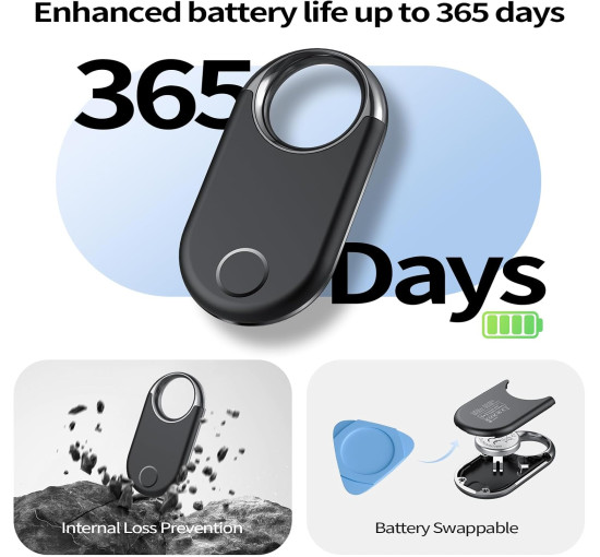 Bluetooth-трекер Hendari та шукач ключів 4шт, сумісний з Apple Find My, чорний (my-20151)