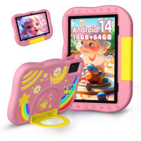 Детский планшет Rebecco K70i 10 дюймов Android 14 Octa-Core 6000 мАч аккумулятор 10 ГБ ОЗУ 64 ГБ ПЗУ, розовый (my-20027)