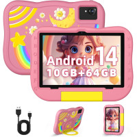 Детский планшет Rebecco K70i 10 дюймов Android 14 Octa-Core 6000 мАч аккумулятор 10 ГБ ОЗУ 64 ГБ ПЗУ, розовый (my-20027)