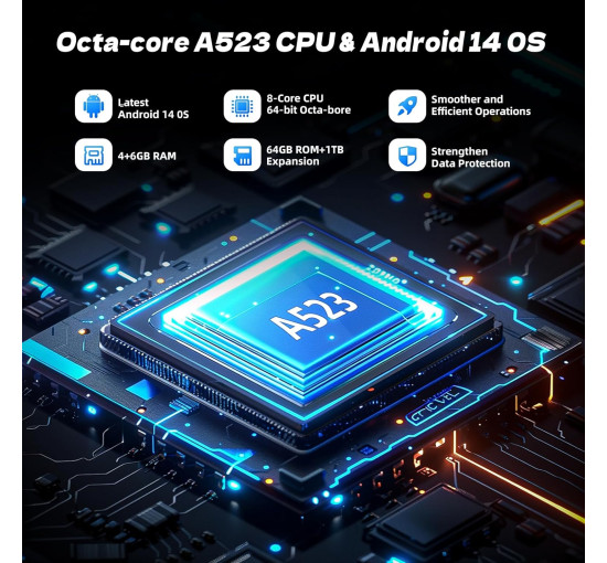 Дитячий планшет Rebecco K70i 10 дюймів Android 14 Octa-Core 6000 мАг акумулятор 10 ГБ ОЗУ 64 ГБ ПЗУ, рожевий (my-20027)