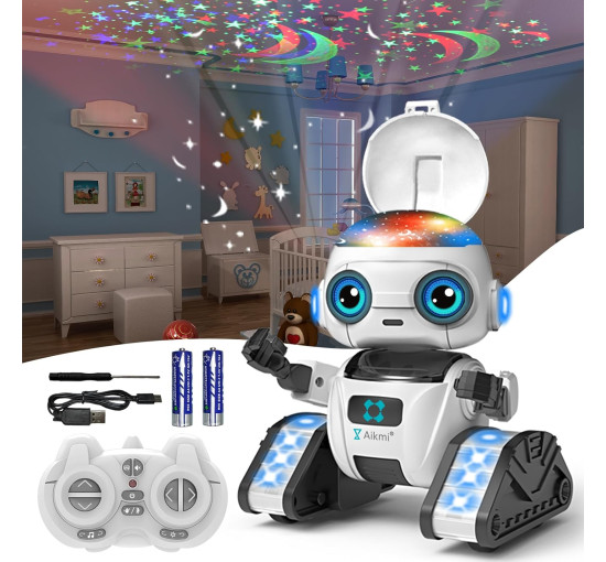 Дитячий робот-іграшка Aikmi 11638, робот, що перезаряджається, з дистанційним керуванням, нічником, білий (my-20046)