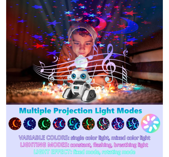 Дитячий робот-іграшка Aikmi 11638, робот, що перезаряджається, з дистанційним керуванням, нічником, білий (my-20046)