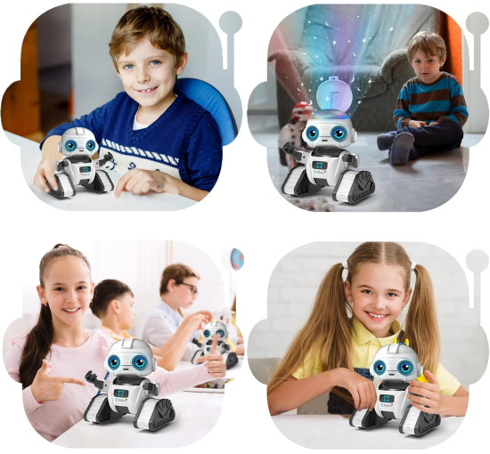 Дитячий робот-іграшка Aikmi 11638, робот, що перезаряджається, з дистанційним керуванням, нічником, білий (my-20046)