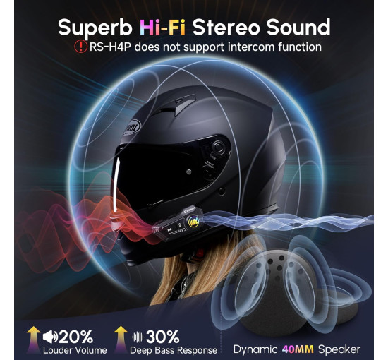 Динаміки для мотоциклетного шолома Moman H4 PLUS, акумулятор 1000 мАч, з подвійним шумоподавленням (my-20017)