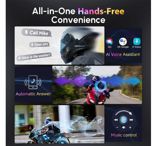 Динаміки для мотоциклетного шолома Moman H4 PLUS, акумулятор 1000 мАч, з подвійним шумоподавленням (my-20017)