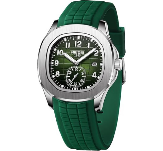 Дизайнерские кварцевые  часы NIBOSI US2653, аналоговые военные часы с календарем, зеленый (my-20063)
