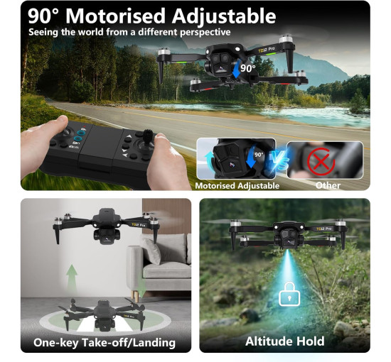 Дрон Toladrone TD12PRO с камерой 4K, бесщёточный двигатель, 3 режима скорости, черный (my-20039)