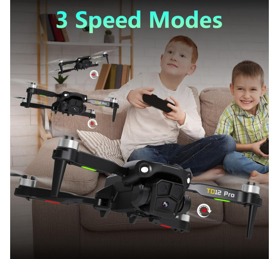 Дрон Toladrone TD12PRO с камерой 4K, бесщёточный двигатель, 3 режима скорости, черный (my-20039)