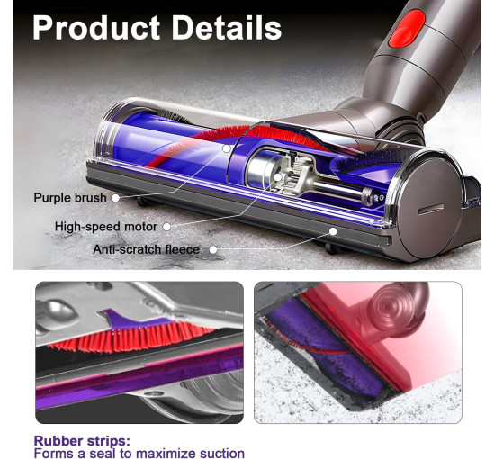 Електрична щітка SIMAIYI, сумісна з Dyson V7, V8, V10, V11, V15, сірий (my-20173)