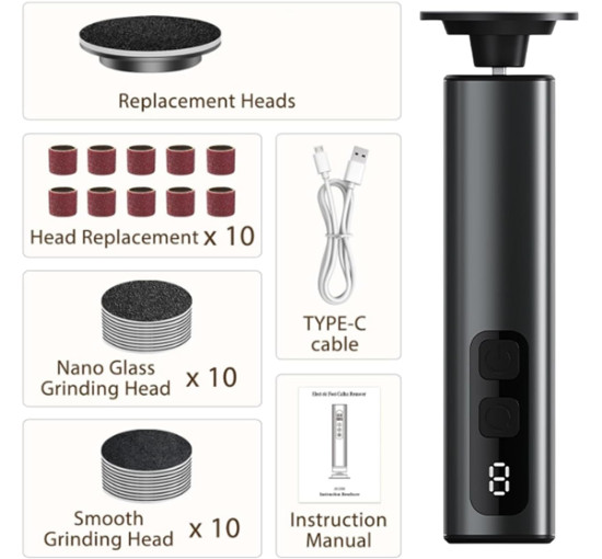 Электрический инструмент Generic для удаления мозолей на ногах, черный (my-20182)