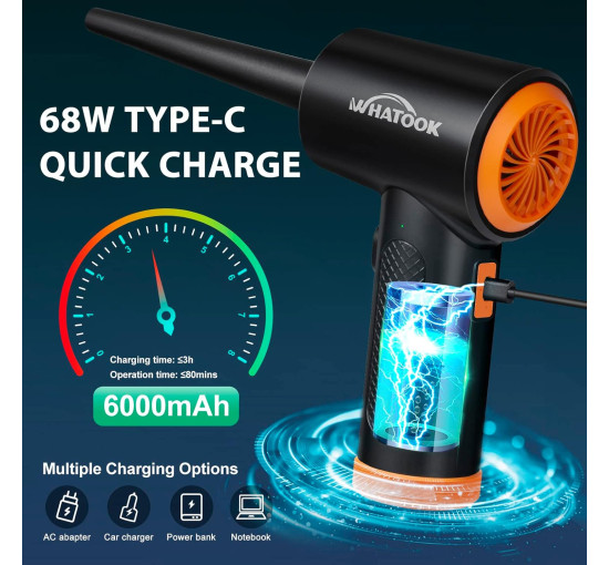 Електричний пилосос WHATOOK Air Duster зі стисненим повітрям, помаранчевий (my-20124)