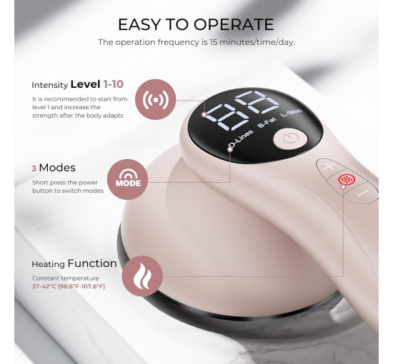 Электрический ручной массажер Depsoul F6 от целлюлита 4 в 1 с функцией укрепления кожи, розовый (my-20065)