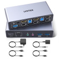 HDMI-KVM-перемикач Unitek SJW-KM202B для 2 моніторів та 2 комп'ютерів, 4K при 144 Гц (my-20140)