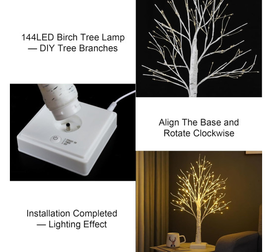 Искусственная берёзовая ёлка PXBNIUYA SD-YBC01 со 144 светодиодами и таймером (my-20146)