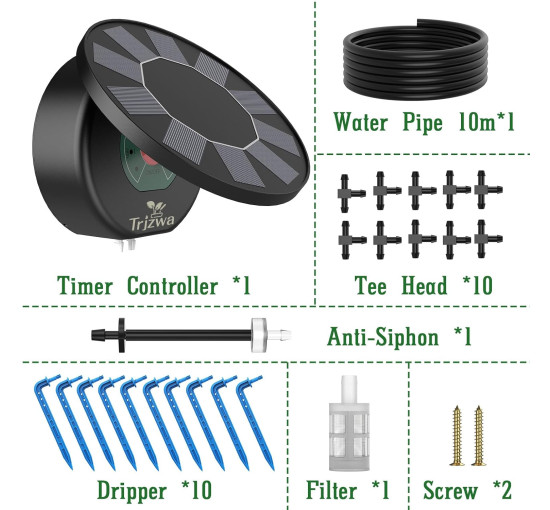 Комплект для крапельного поливу TRJZWA BSV-IC301 на сонячній батареї (my-20101)