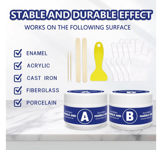 Комплект для ремонта MendMight 150 г ванн из стекловолокна, плитки, гранита, с прочной адгезией (my-20207)
