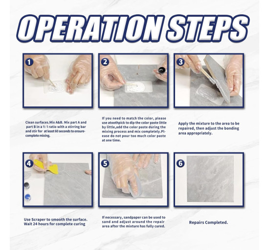 Комплект для ремонта MendMight 150 г ванн из стекловолокна, плитки, гранита, с прочной адгезией (my-20207)