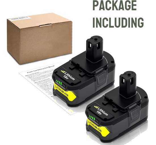 Комплект змінних акумуляторів P108 2шт. 18 В ємністю 6000 мАг, зелений (my-20043)