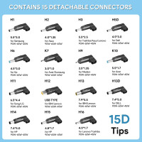 Комплекты адаптеров питания KFD H-15PD USB C - DC Tip, черный (my-20178)