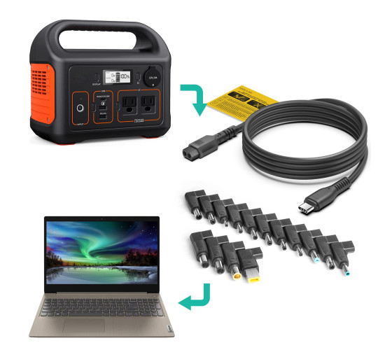 Комплекты адаптеров питания KFD H-15PD USB C - DC Tip, черный (my-20178)