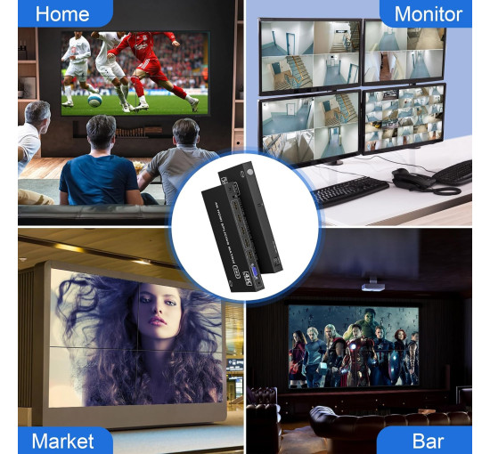 Контролер відеостіни 2x2 Clickfish VW-HDMI204-F з можливістю поєднання 4 телевізорів, чорний (my-20072)